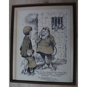 Original Hugh Haynie Cartoon Signed with Personal Message to Vietnam POW Wife